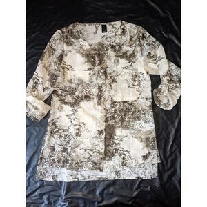 BKE Buckle‎ Brooklyn Sheer Abstract Print Long Sleeve Tunic Top Womens Size S